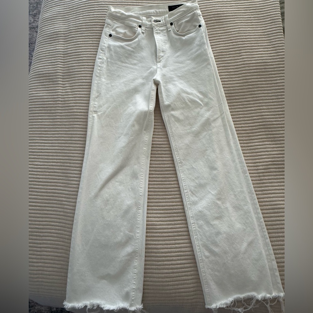 rag & bone Women's Straight Leg Cream Jeans